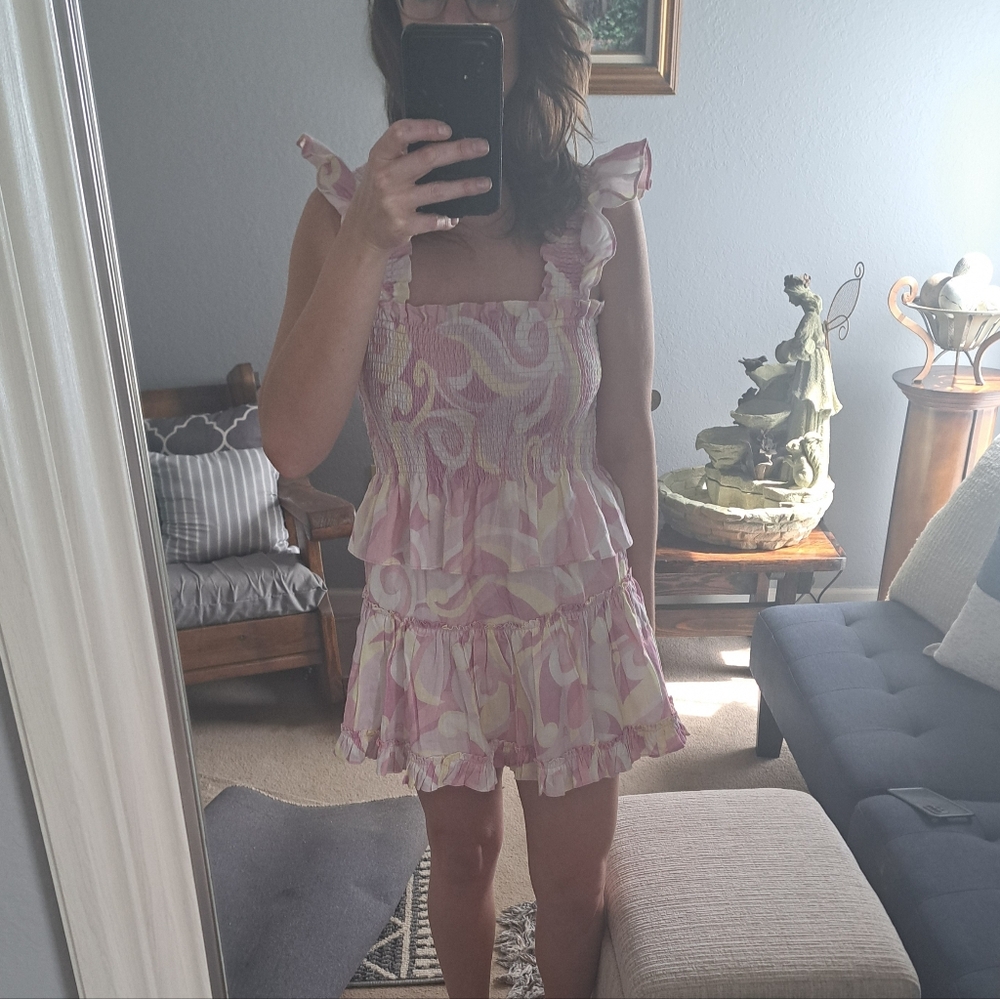 Hill House The Paz Skirt In Candy Keleidoscope Ruffle Tiered Skirt Size Medium - Picture 4 of 15